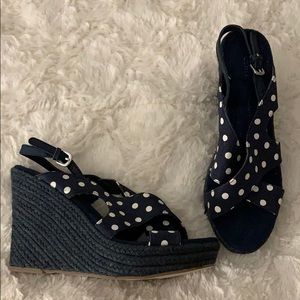 Navy espadrille wedges